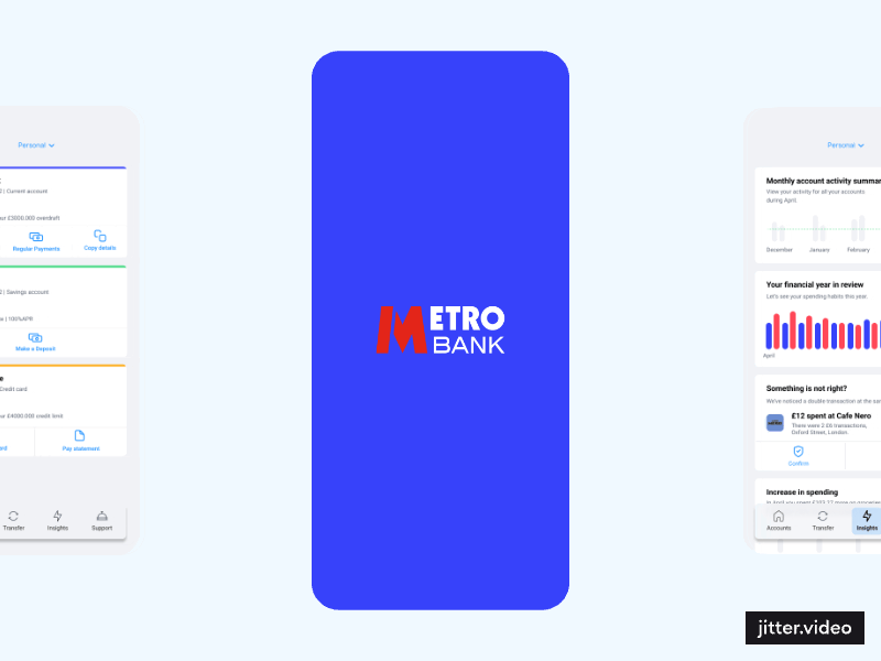 Metro Bank app interface